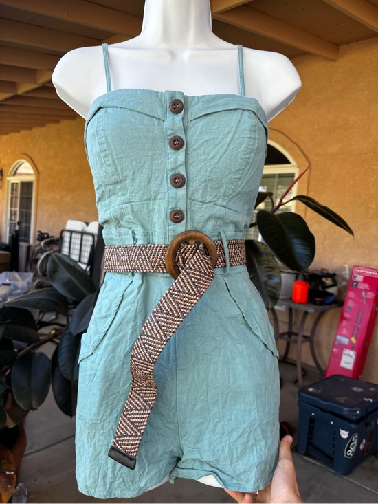Chocolate Pants - Chocolate Teal Smocked Waist Linen-Blend Top